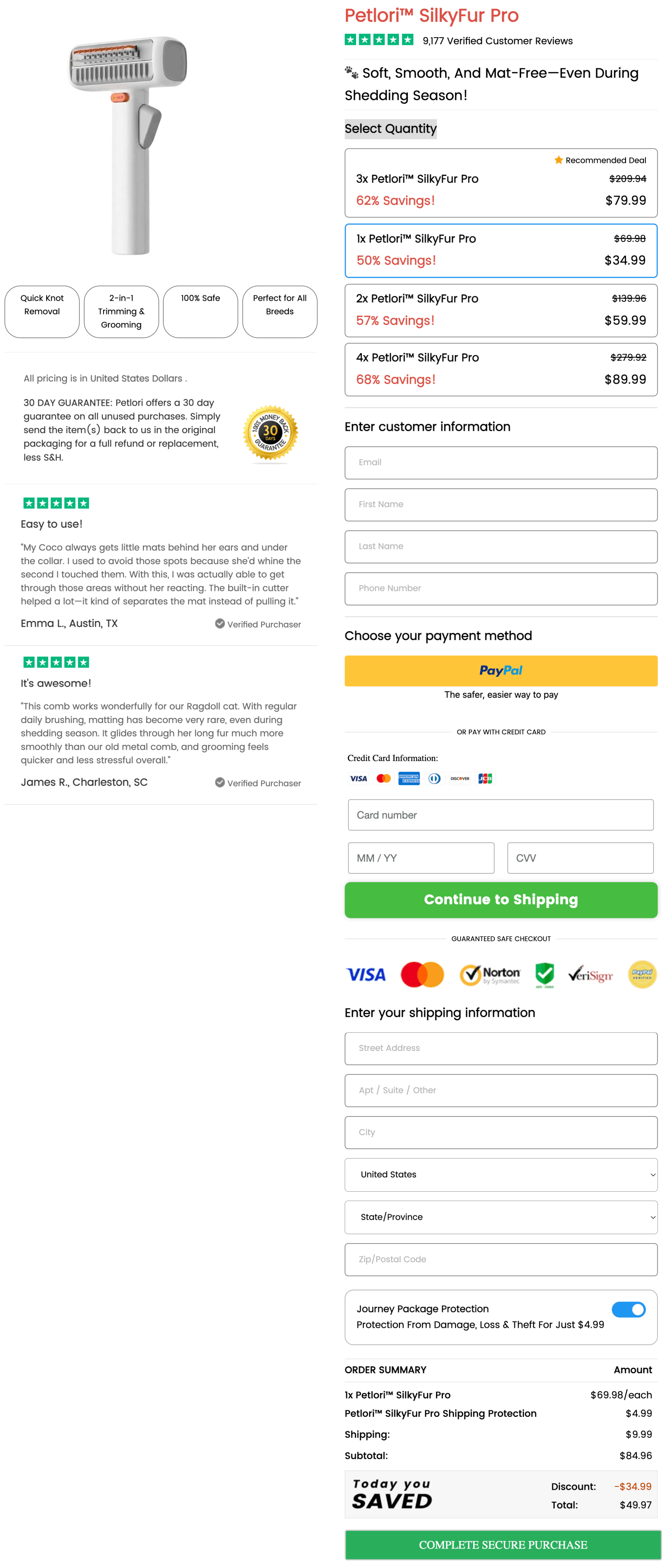 Petlori SilkyFur Pro Official 100% Secure checkout page